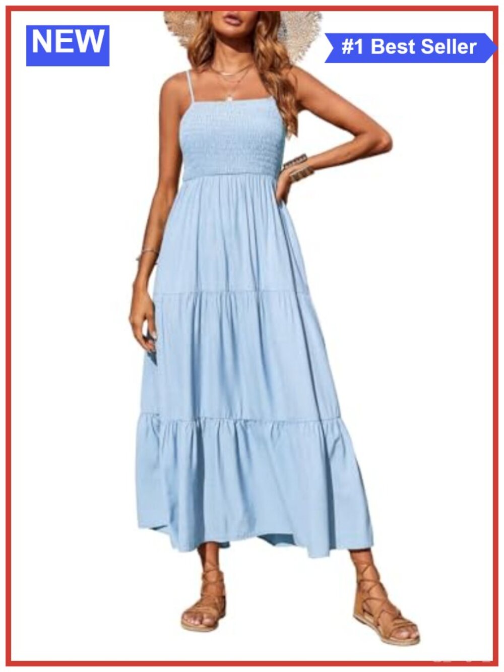 Maxi Dress Women Sleeveless Spaghetti Strap Ruffle Boho Sundress